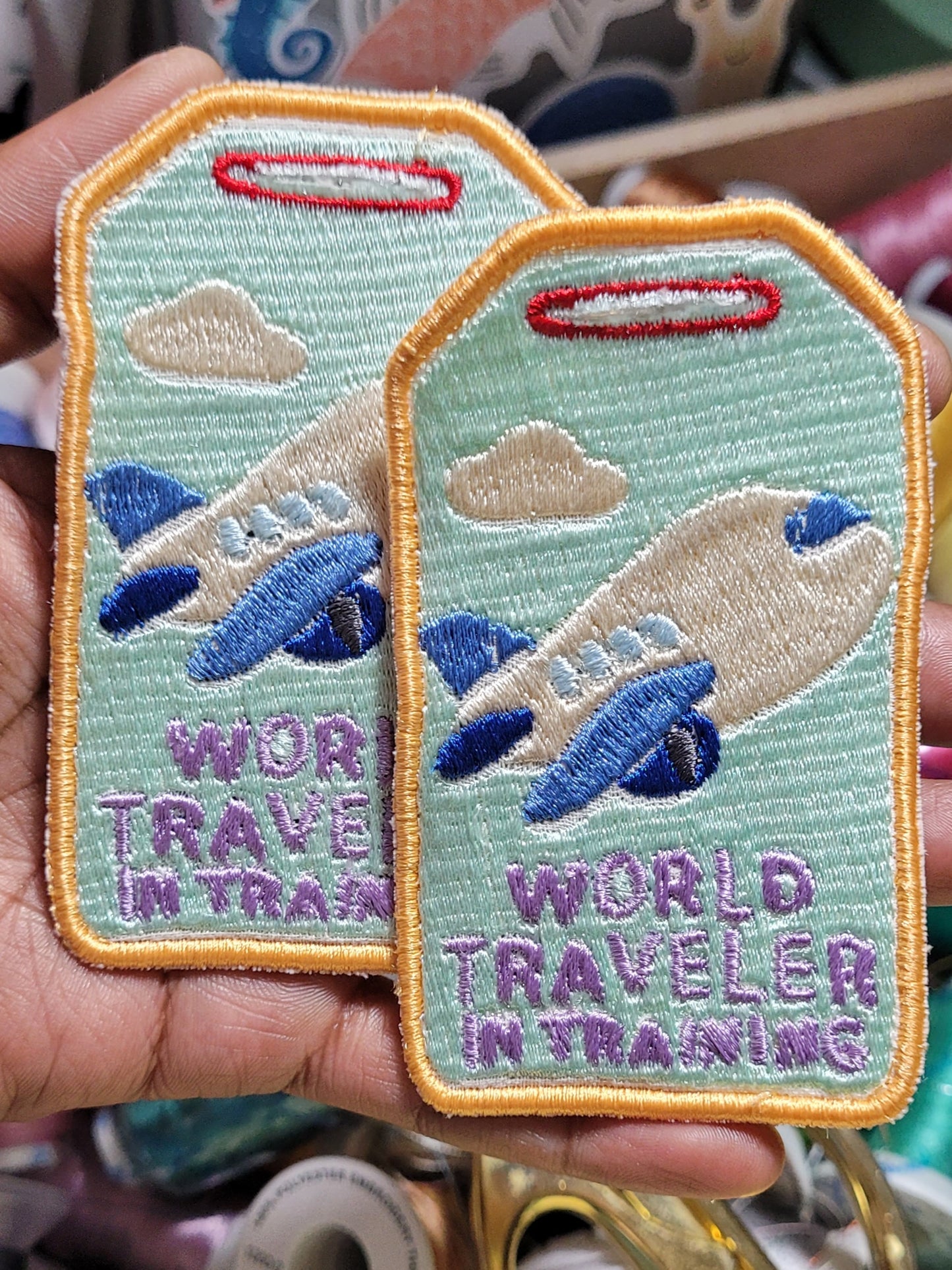 world traveler luggage tag | EMBROIDERY FILE FOR 4x4 HOOP | DIGITAL DOWNLOAD FOR MACHINE EMBROIDERY