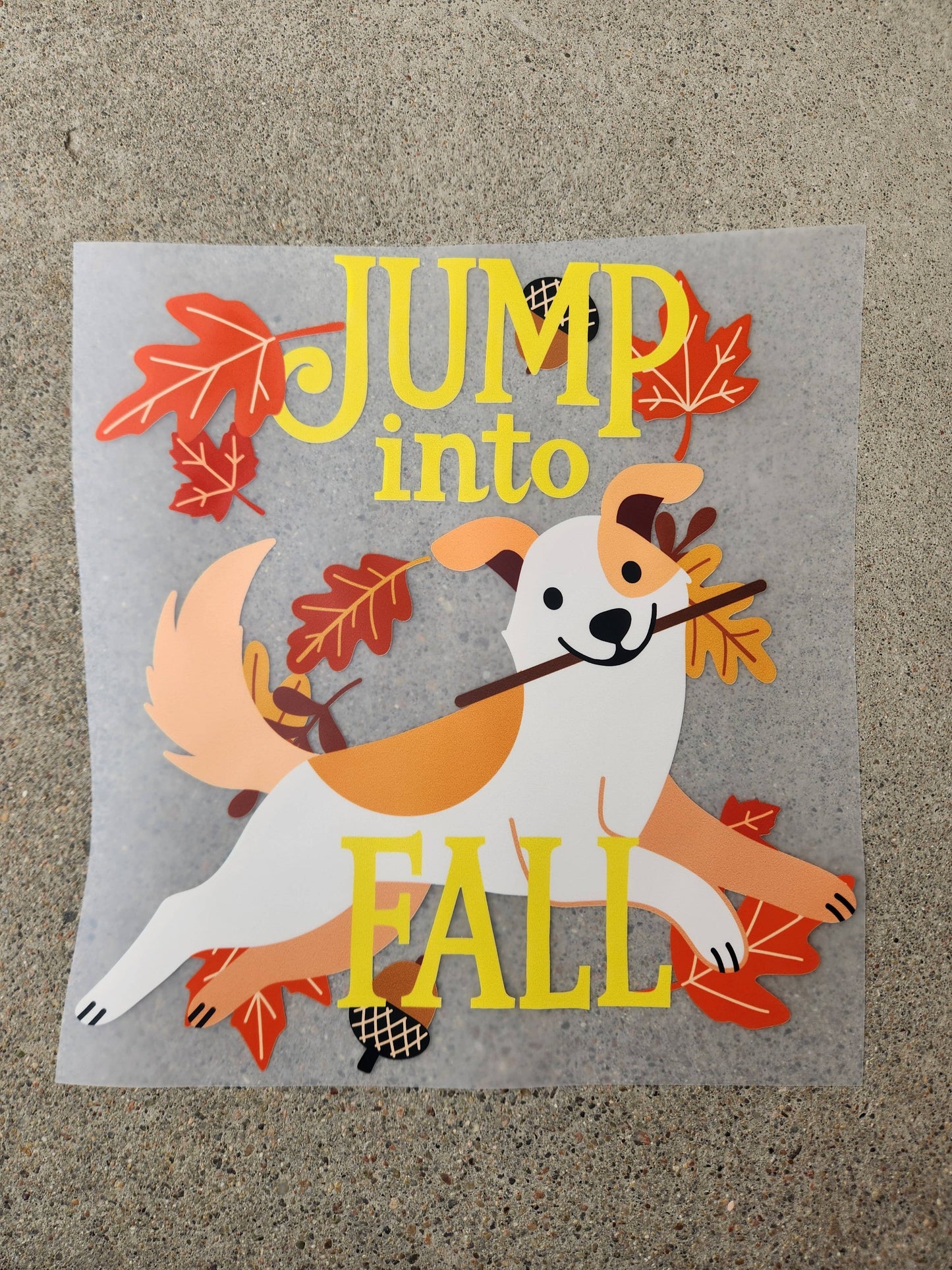 jump into fall dog | DTF TRANSFER | READY-TO-PRESS