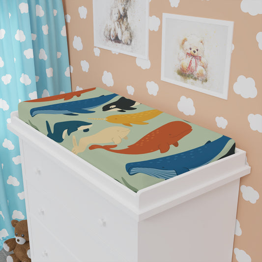 Whale-Themed Baby Changing Pad Cover