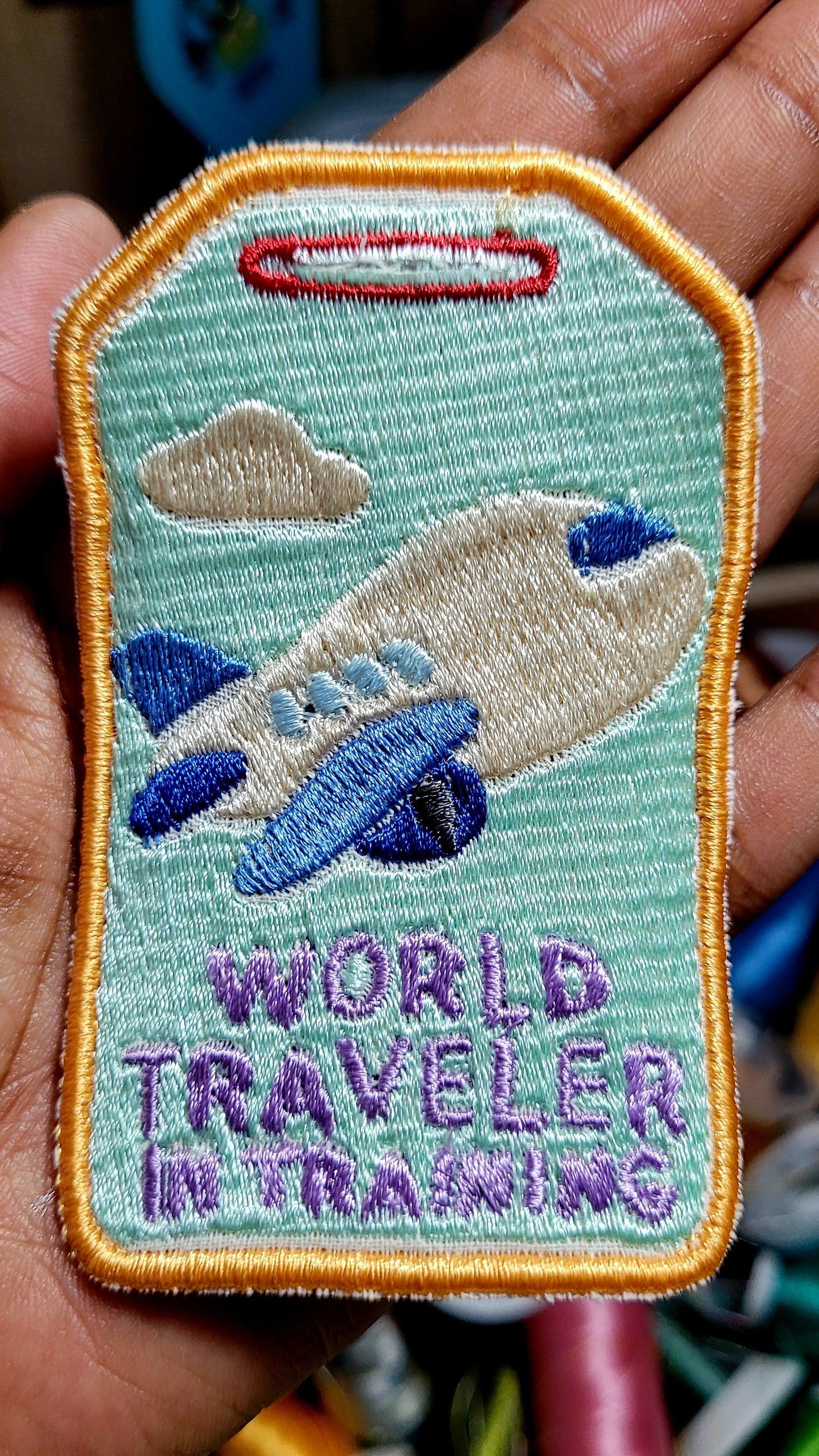 world traveler luggage tag | EMBROIDERY FILE FOR 4x4 HOOP | DIGITAL DOWNLOAD FOR MACHINE EMBROIDERY