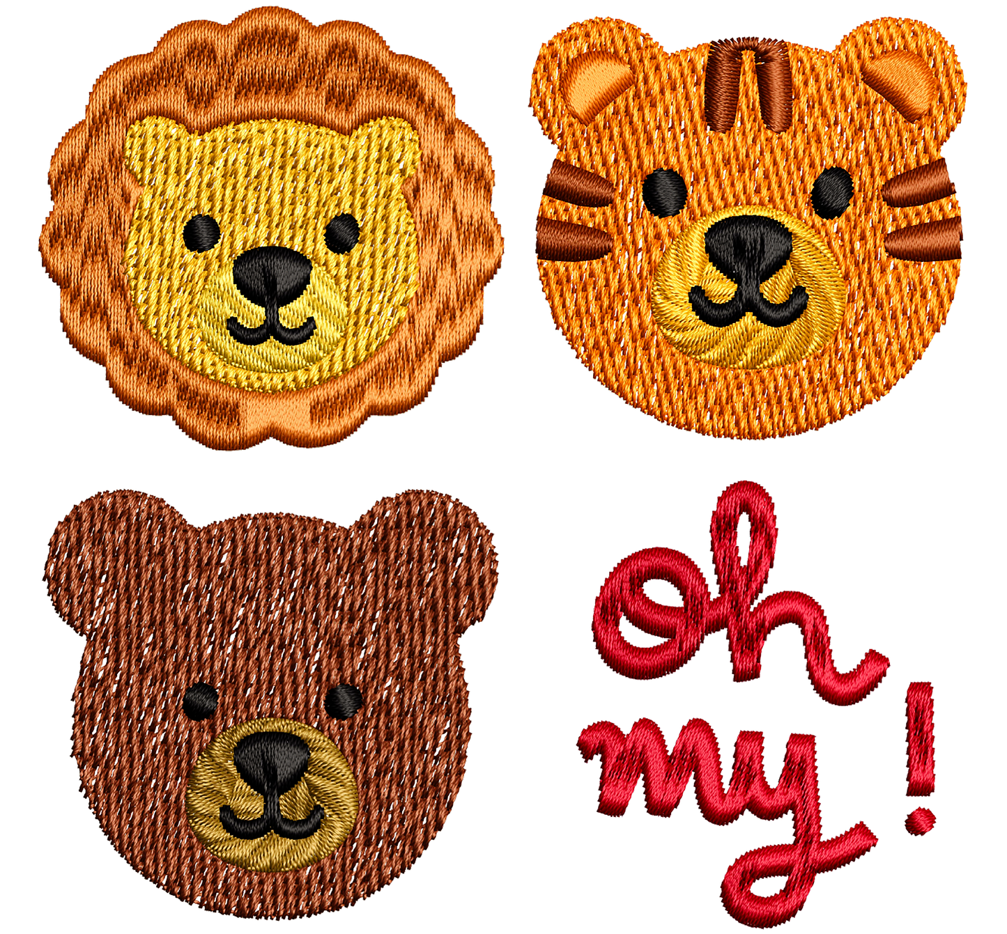 lions & tigers & bears | EMBROIDERY FILE FOR 4x4 HOOP | DIGITAL DOWNLOAD FOR MACHINE EMBROIDERY
