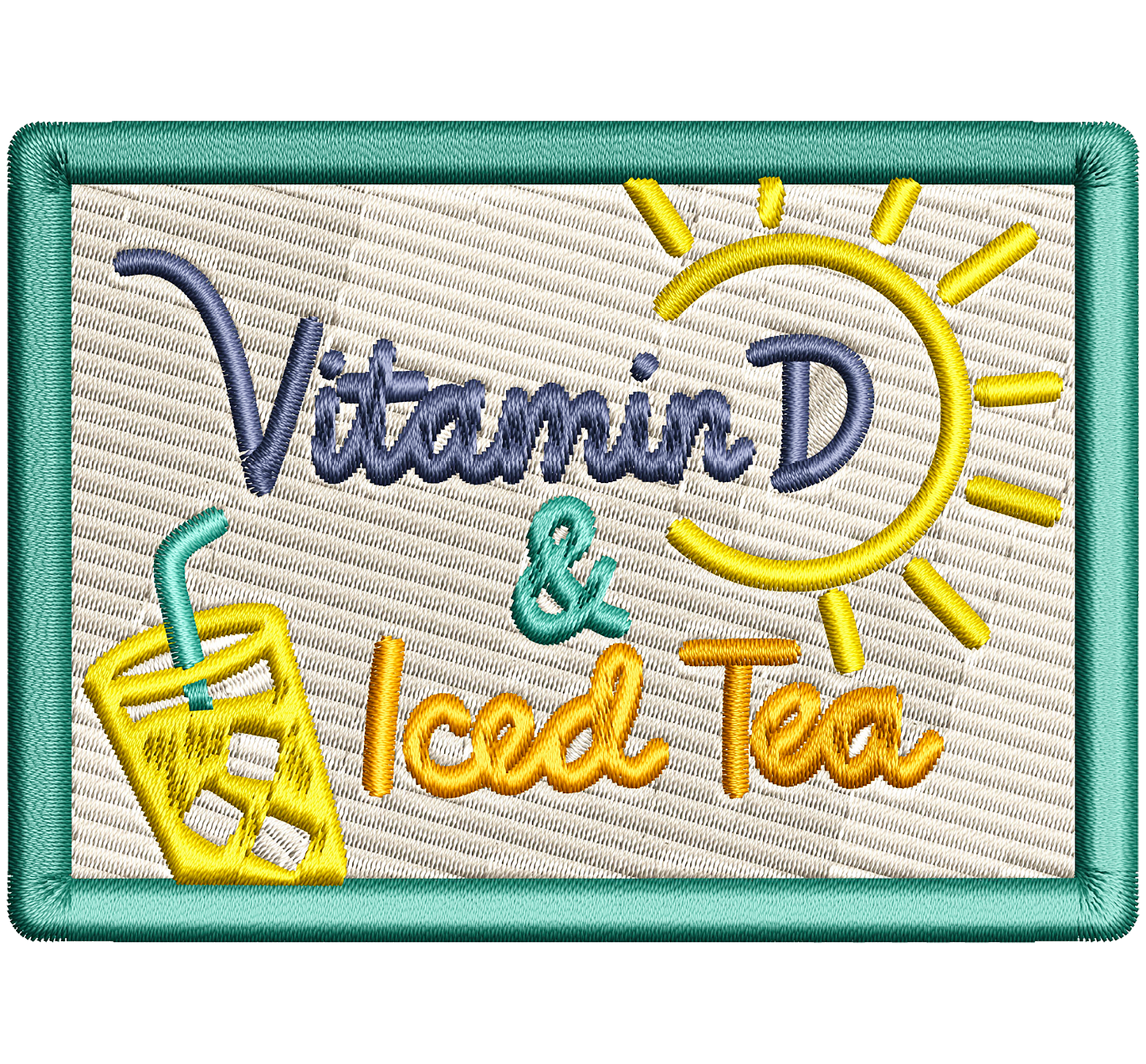 vitamin d & iced tea patch | EMBROIDERY FILE FOR 4x4 HOOP | DIGITAL DOWNLOAD FOR MACHINE EMBROIDERY