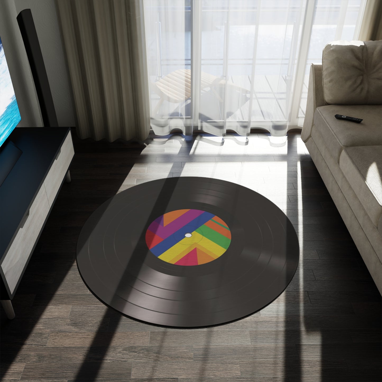 Vinyl Record Round Rug
