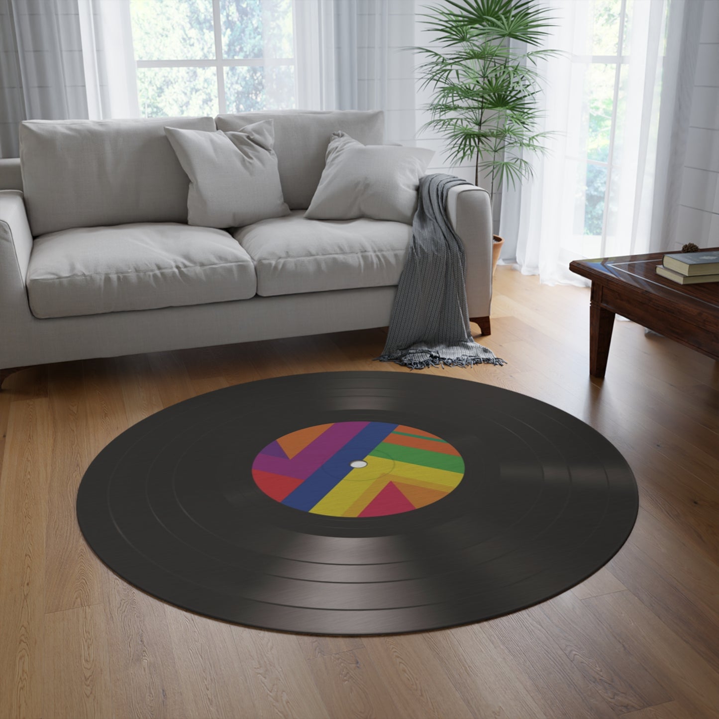 Vinyl Record Round Rug