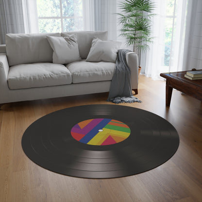 Vinyl Record Round Rug