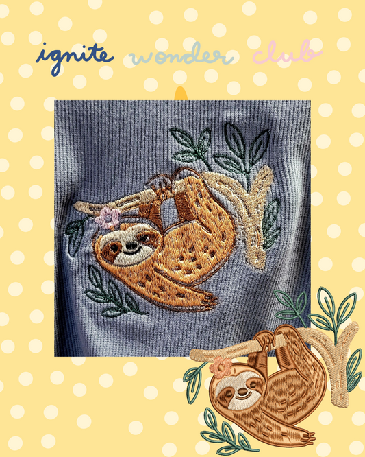sloth | EMBROIDERY FILE FOR 4x4 HOOP | DIGITAL DOWNLOAD FOR MACHINE EMBROIDERY
