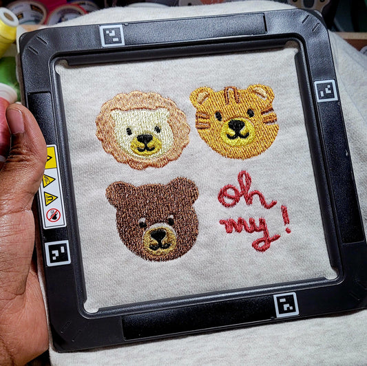 lions & tigers & bears | EMBROIDERY FILE FOR 4x4 HOOP | DIGITAL DOWNLOAD FOR MACHINE EMBROIDERY