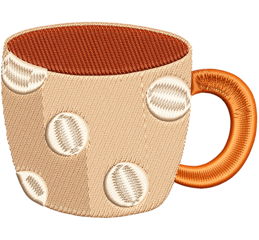 polkadot coffee cup | EMBROIDERY FILE FOR 4x4 HOOP | DIGITAL DOWNLOAD FOR MACHINE EMBROIDERY
