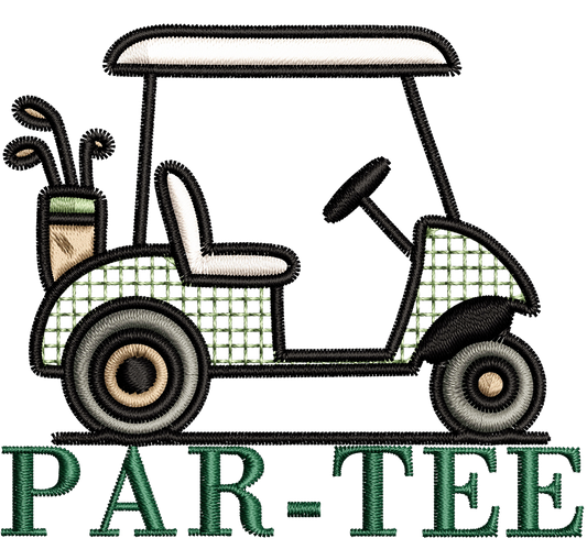 golf cart par-tee | *2 SIZES* EMBROIDERY FILE FOR 3x3 & 4x4 HOOP | DIGITAL DOWNLOAD FOR MACHINE EMBROIDERY