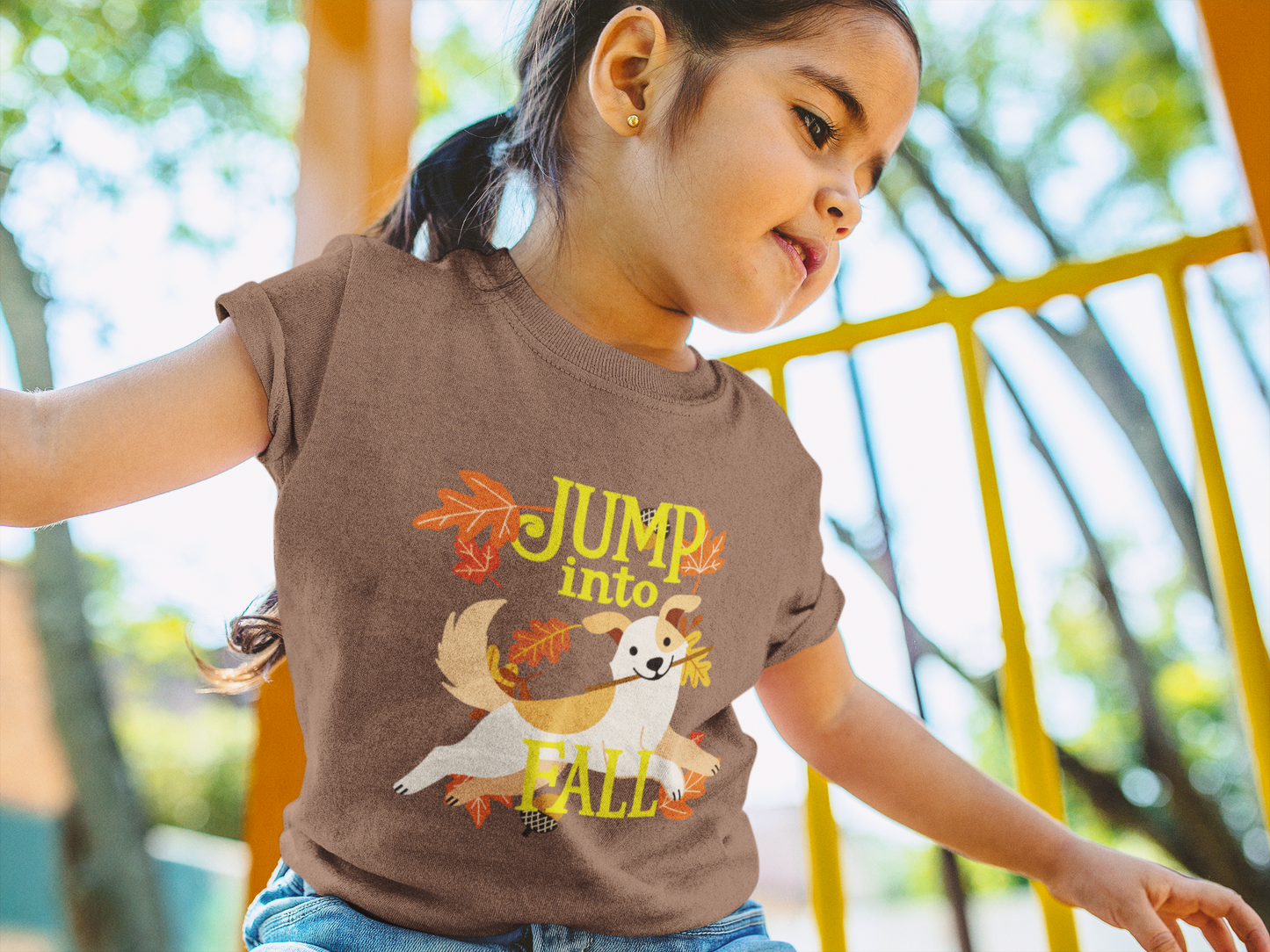 jump into fall dog | DTF TRANSFER | READY-TO-PRESS