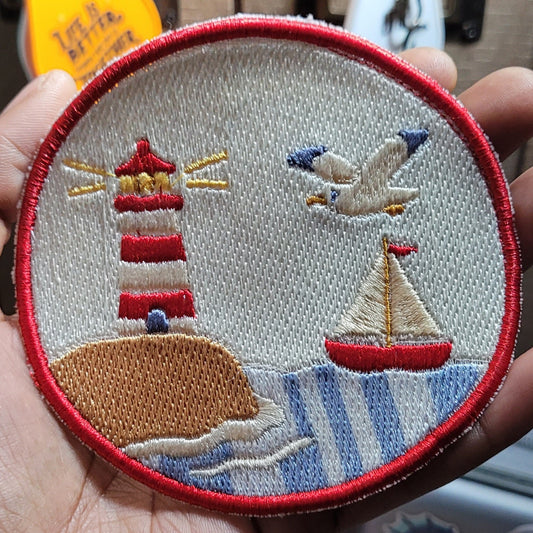seaside beacon patch | EMBROIDERY FILE FOR 4x4 HOOP | DIGITAL DOWNLOAD FOR MACHINE EMBROIDERY - Ignite Wonder Club